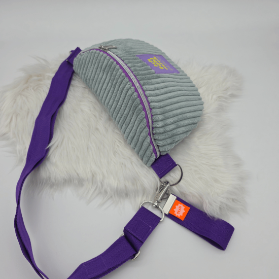 Preview: Gürteltasche - "Ich fühl mich DISCO" - Grau Breitcord